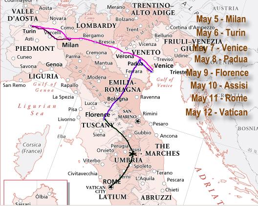Italy Trip Map